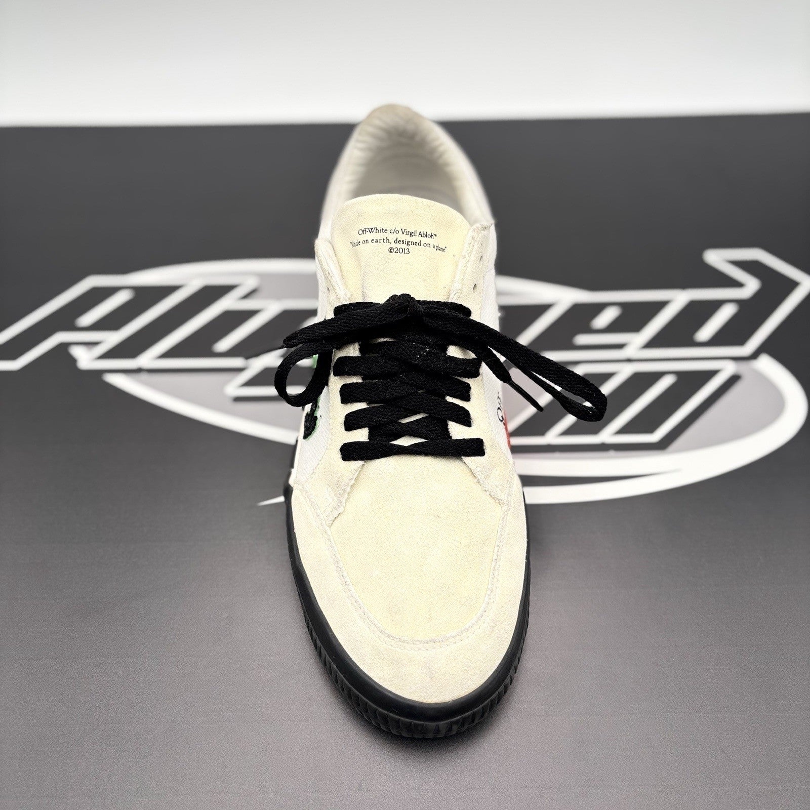 Size 41 (8 US) Off-White Vulc Sneaker ' Canvas White, Black ' | GOOD CONDITION!