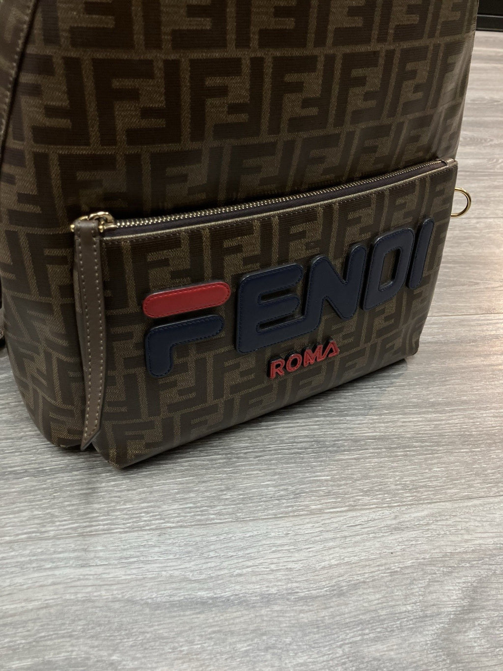 Fendi x Fila Brown Zucca Coated Canvas Mania Backpack