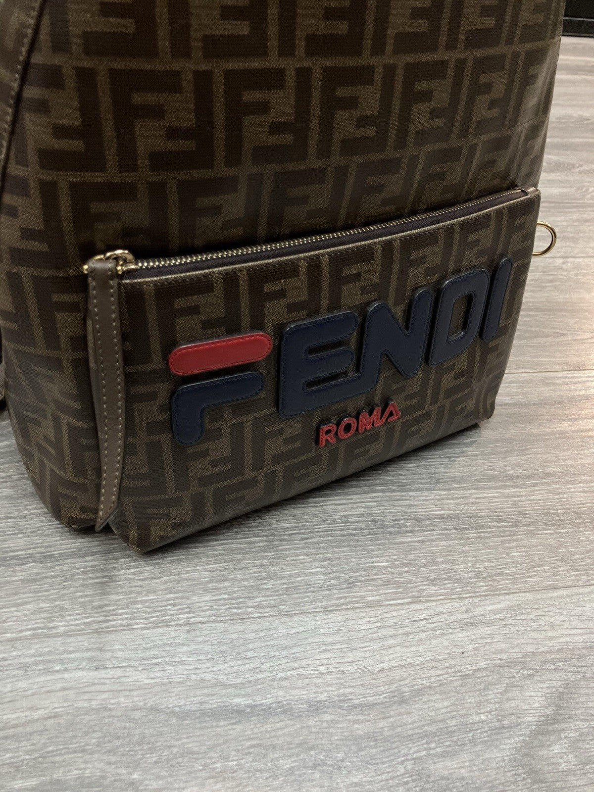 Fendi x Fila Brown Zucca Coated Canvas Mania Backpack