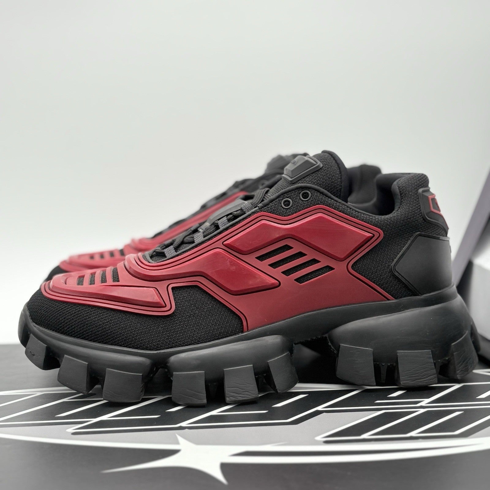 Size 7 UK (8 US) - Prada Cloudbust Thunder ' Red Black ' | SUPER CLEAN!