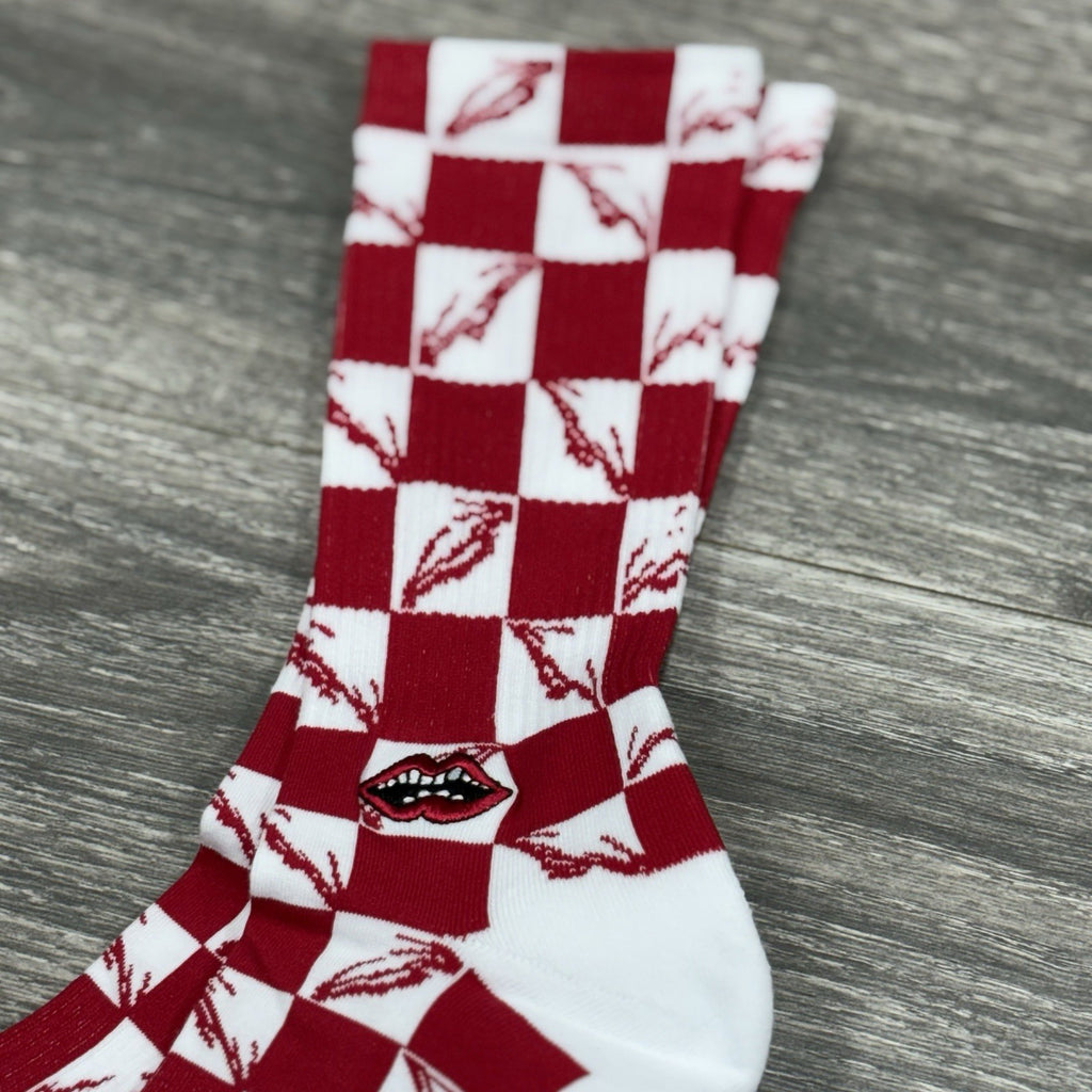 Size Large (9-13 US) - Chrome Hearts Matty Boy 99 Eye Socks ' Red ' | NEW!