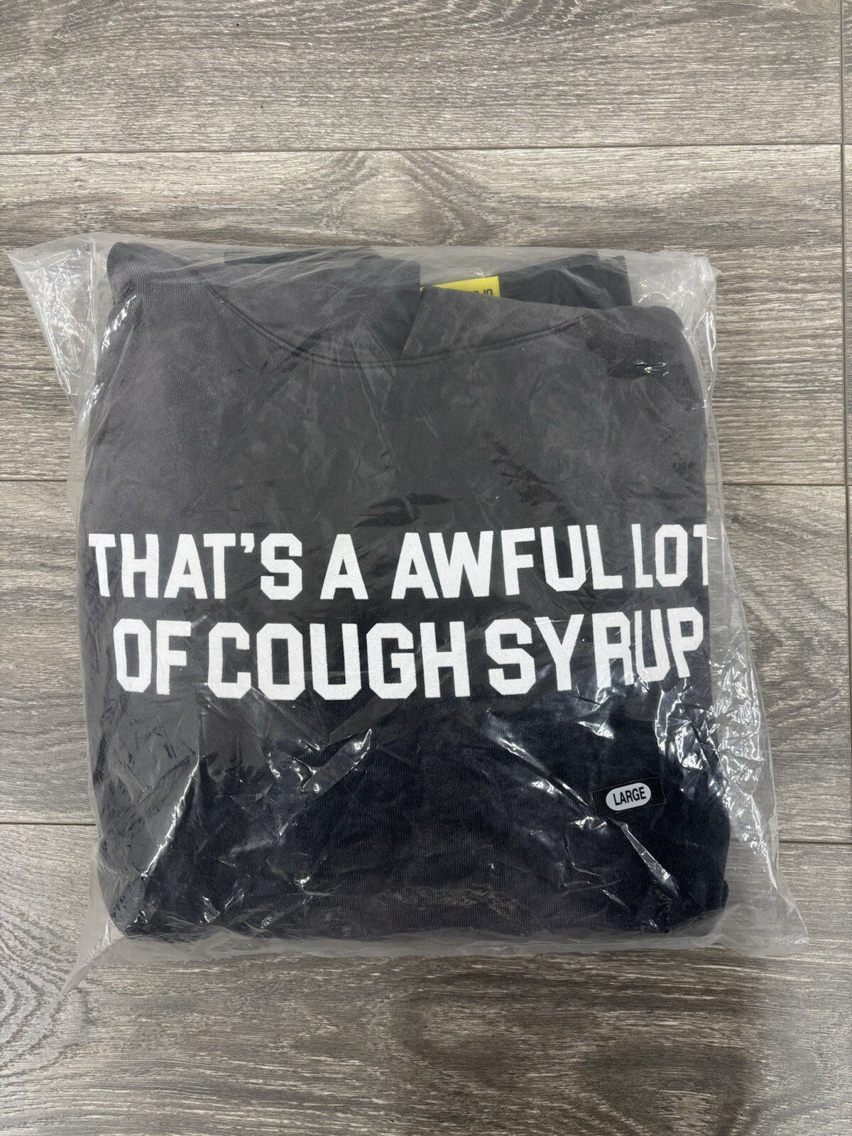 Size L - Thats A Awful Lot Of Cough Syrup Hoodie ' Bleached Black ' | BRAND NEW!