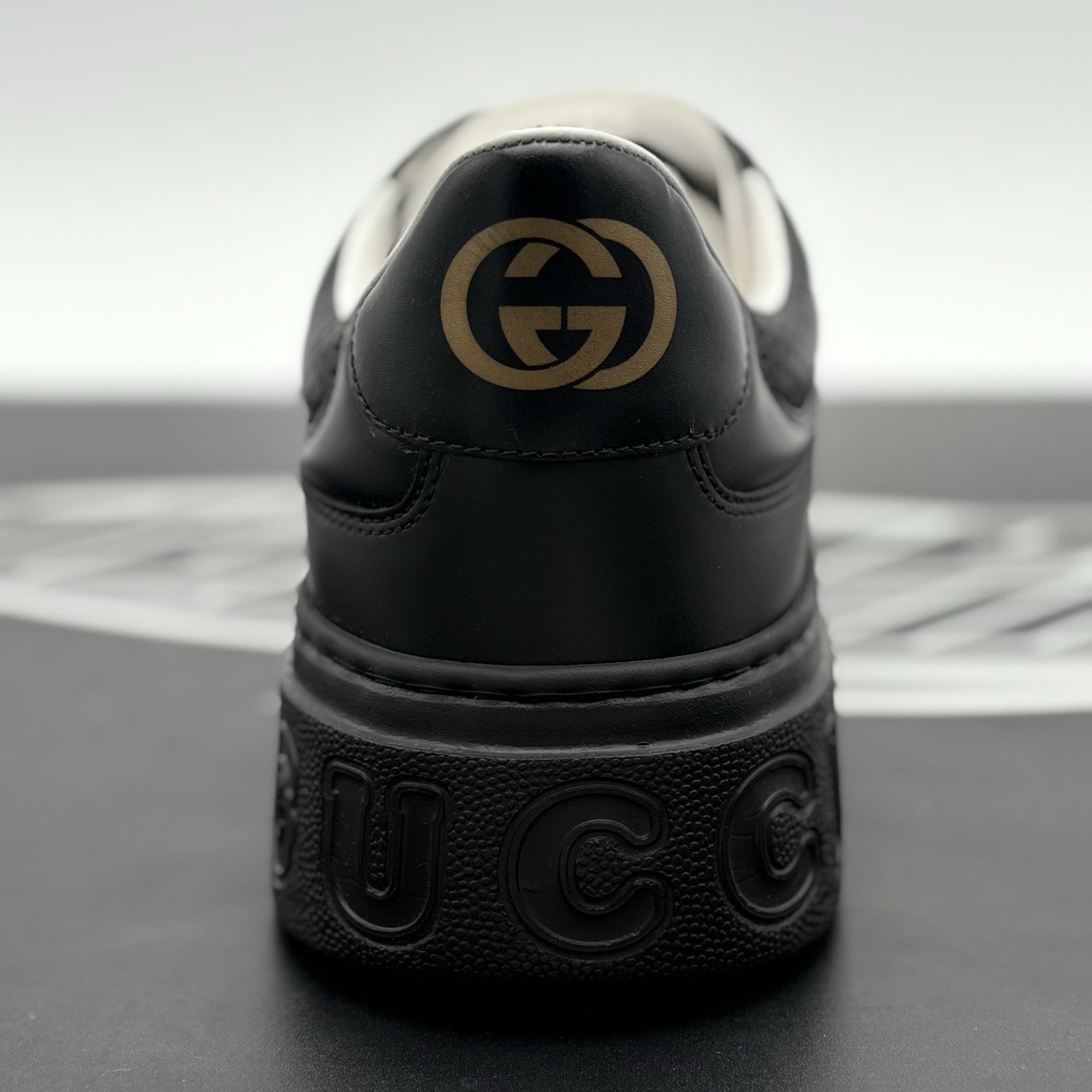 Size 12.5 G (13 US) - Gucci GG Embossed ' Black Leather ' | BRAND NEW!