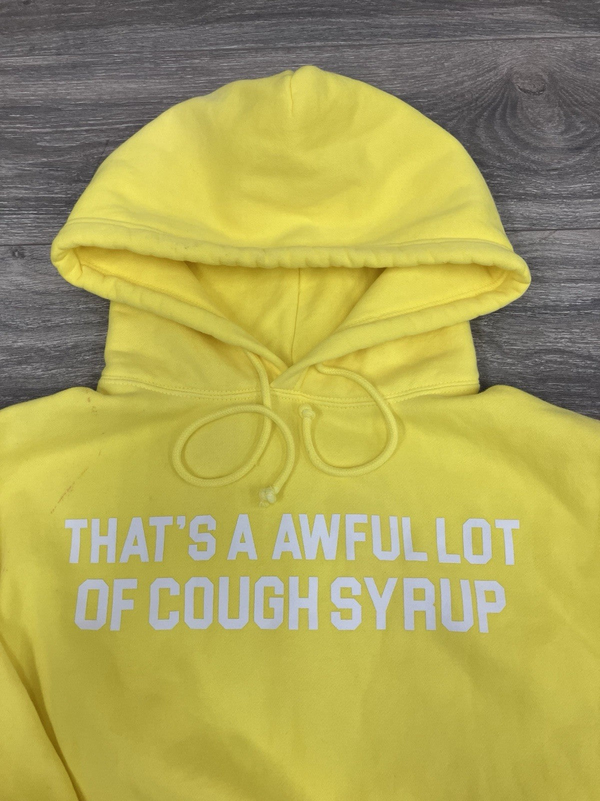 Size Small - Thats A Awful Lot Of Cough Syrup Hoodie ' Yellow '