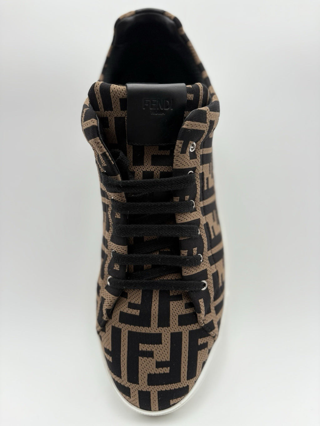 Size 11 UK (12 US) Fendi FF Motif Lace Up Low Top ' Almond Black ' | SUPER CLEAN
