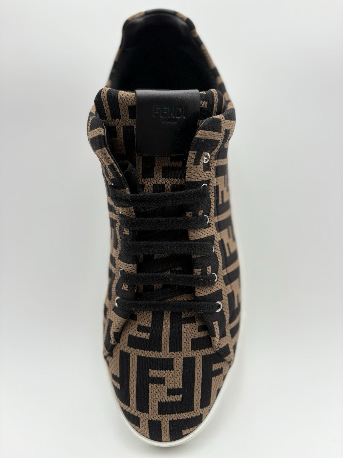 Size 11 UK (12 US) Fendi FF Motif Lace Up Low Top ' Almond Black ' | SUPER CLEAN