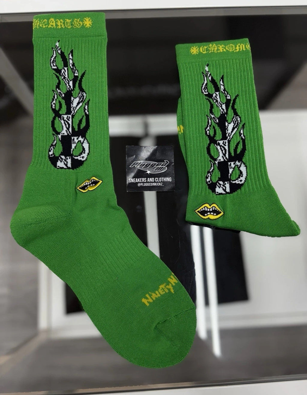 Size Small (4-6 US) - Chrome Hearts X Matty Boy Flame Socks ' Black ' | NEW!