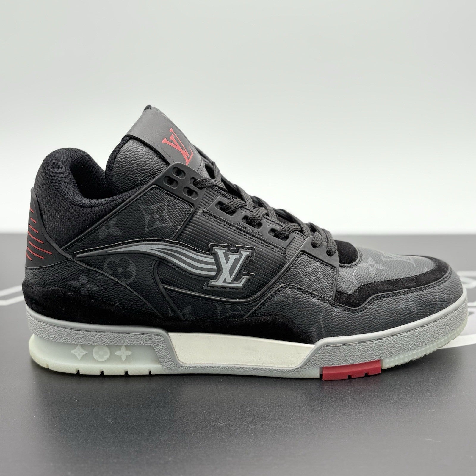 Size 9.5 LV (10.5-11 US) Louis Vuitton Trainer Eclipse ' Black Grey ' | CLEAN!