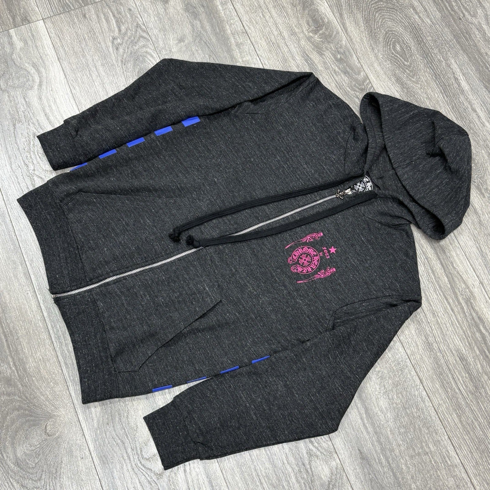 Size Large - Chrome Hearts Foti Zip Up Hoodie ' Grey ' | SUPER CLEAN!