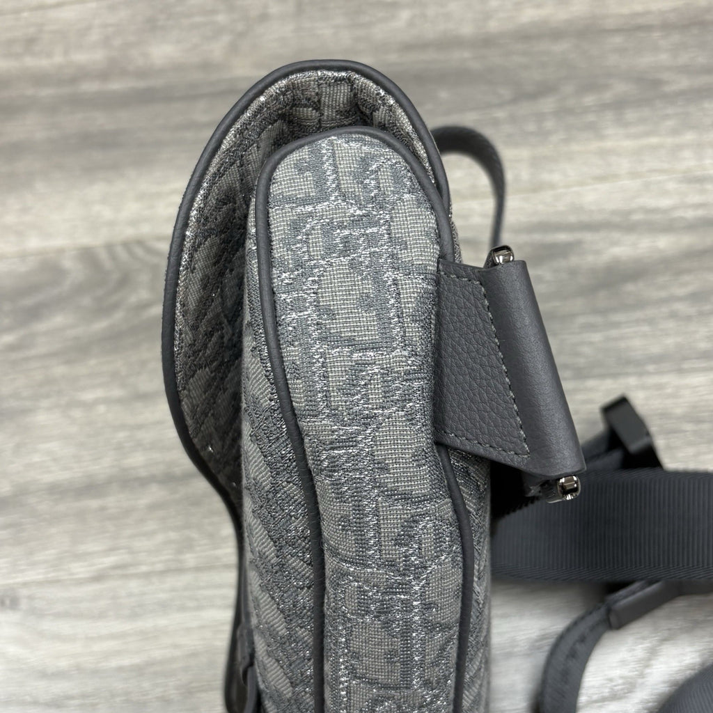 Christian Dior Ruthenium Oblique Saddle Bag ' Grey ' | SUPER CLEAN!