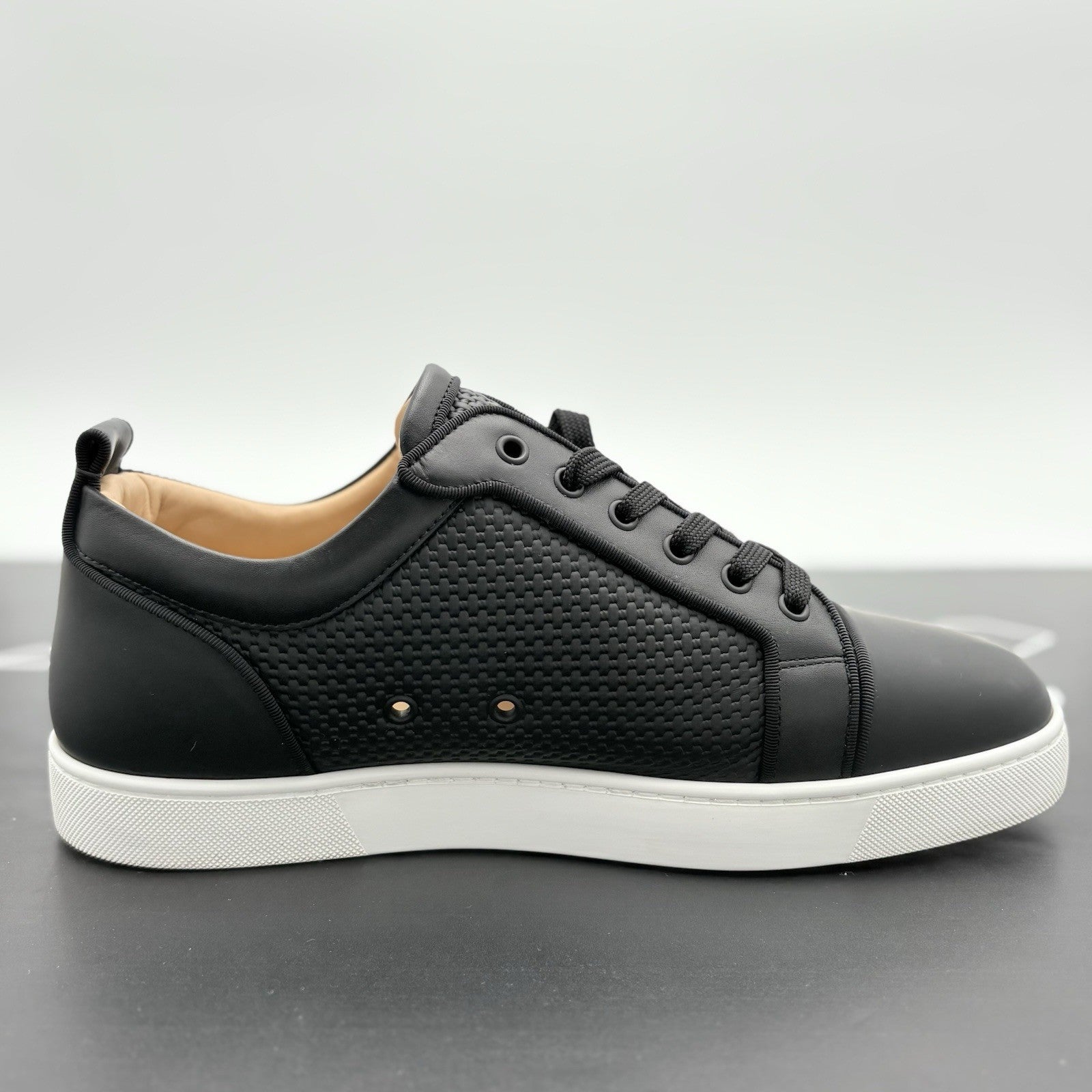 Size 45 (12 US) Christian Louboutin Low Leather Sneaker ' Black ' | SUPER CLEAN!