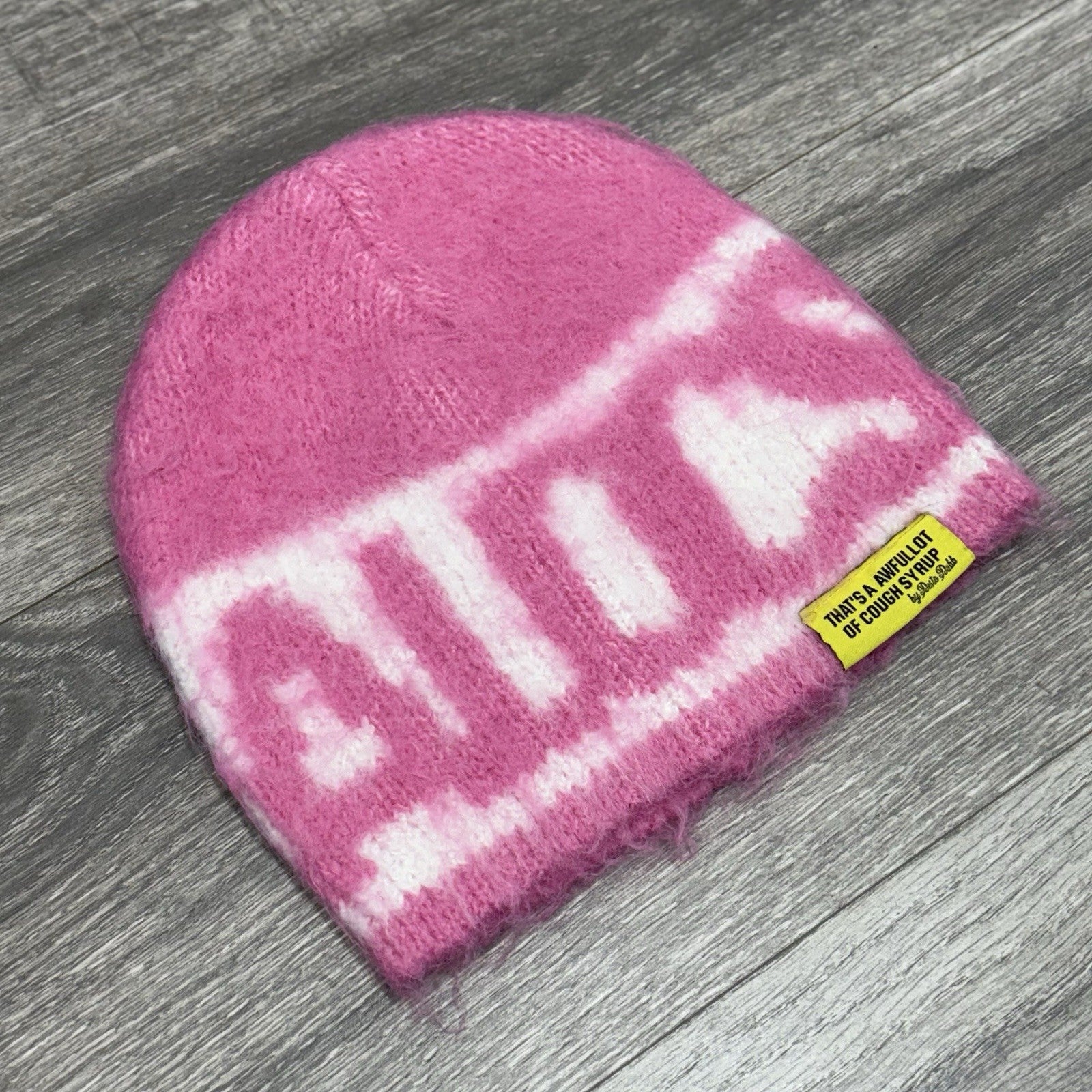 Thats An Awful Lot Of Cough Syrup Mohair Beanie ' Pink ' | NEW!
