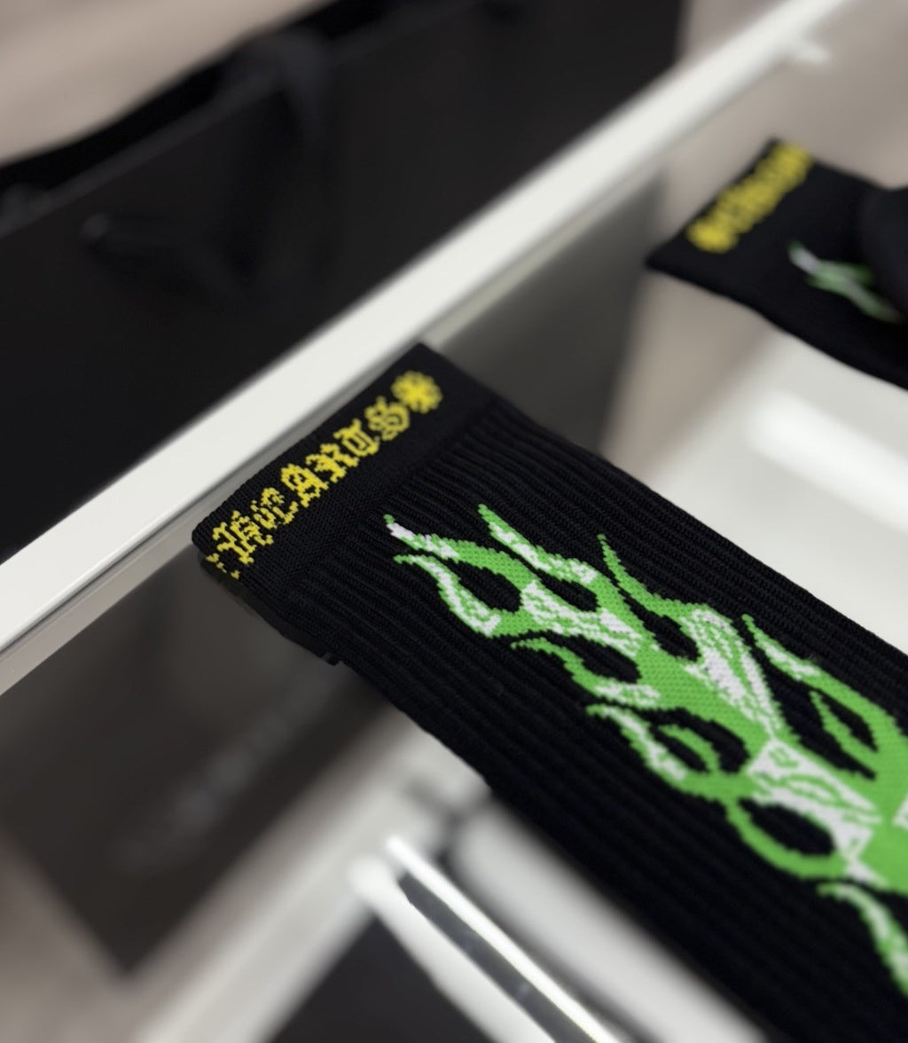Size Small (4-6 US) - Chrome Hearts X Matty Boy Flame Socks ' Black ' | NEW!