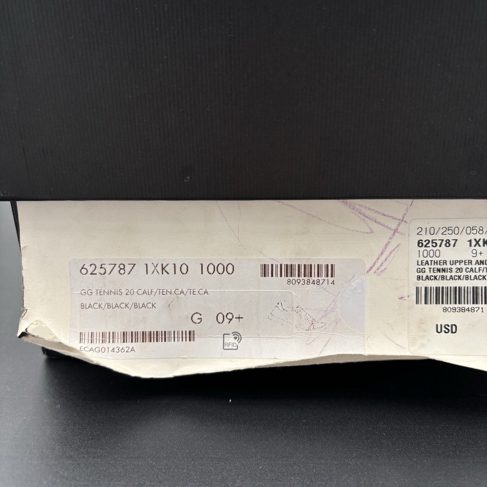 Size 9.5 G (10 US) - Gucci Ace GG ' Black '
