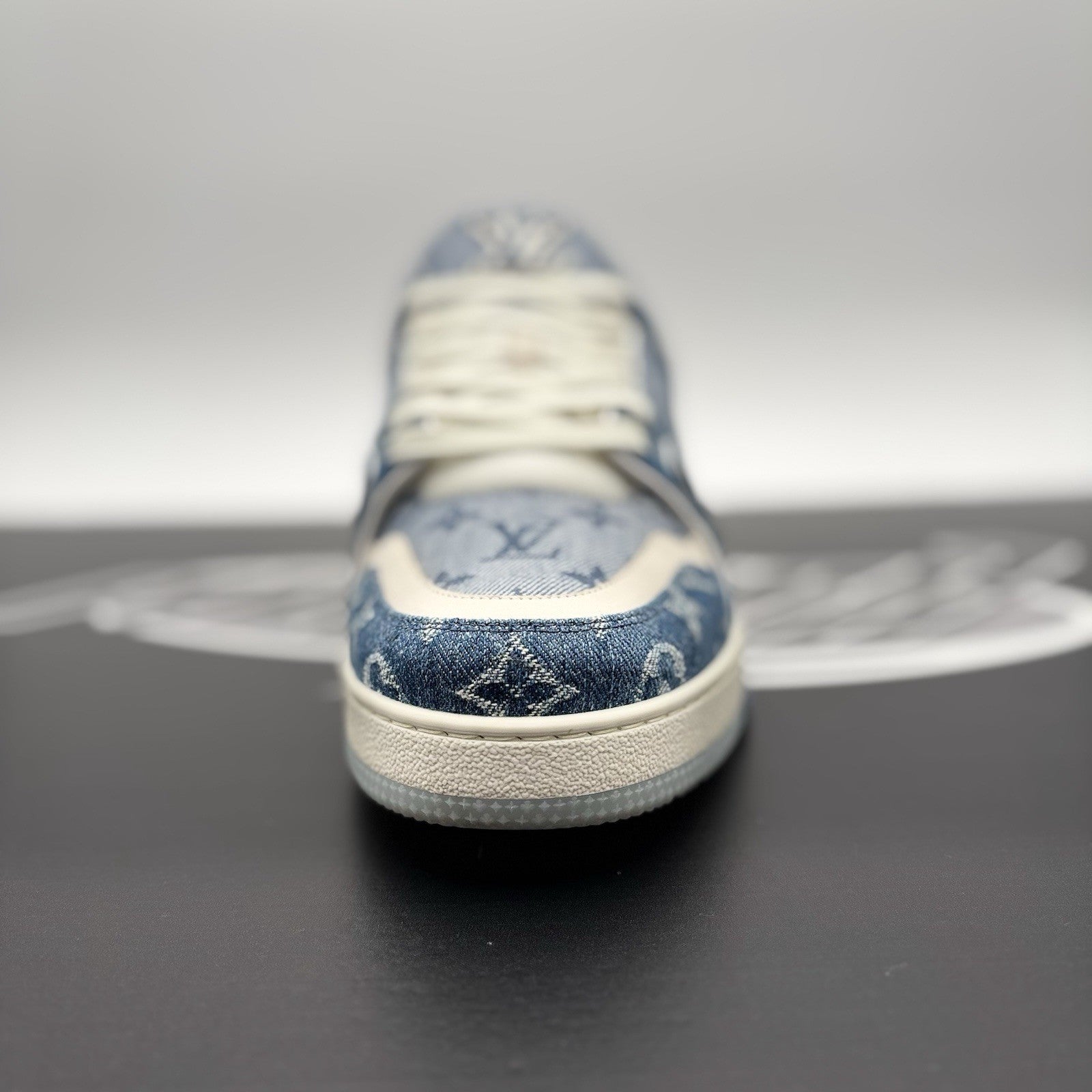 Size 11 LV (12-12.5 US) - Louis Vuitton Trainer Denim ' Navy ' | EXCELLENT!