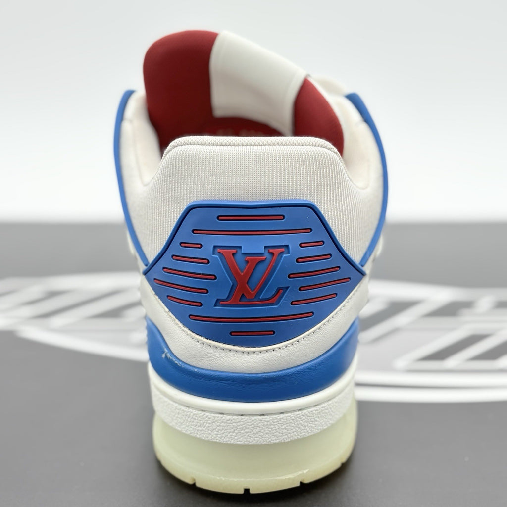 Size 10 LV (US 11-11.5) Louis Vuitton Mid Trainer ' White Red Blue ' | GOOD!