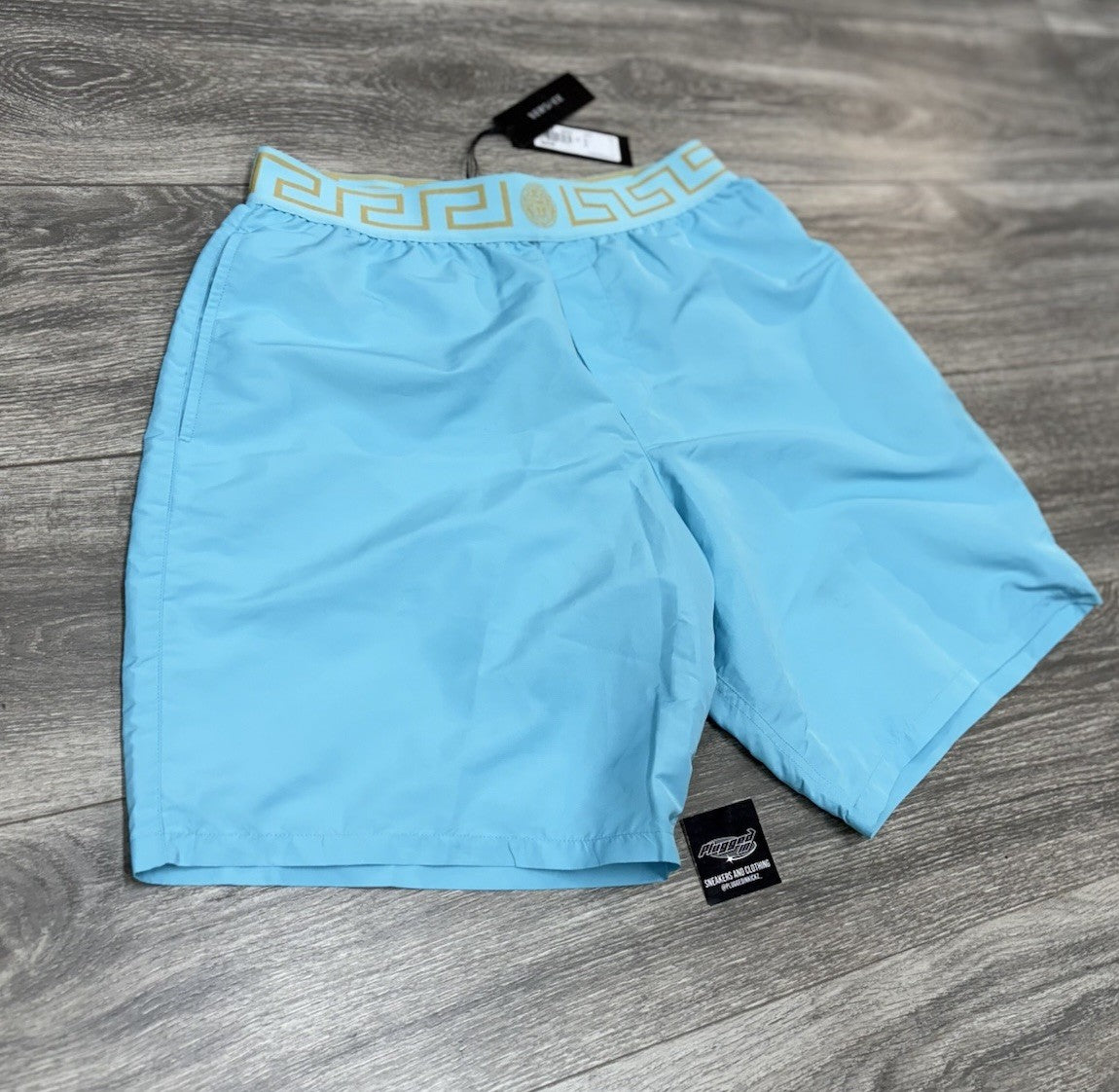 Size 5 - Versace Greca Border Swim Shorts' Blue ' | NEW!
