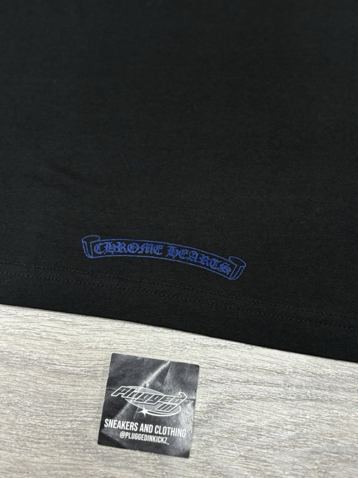 Size Large - Chrome Hearts Blue Neck Logo T-Shirt ' Black ' | BRAND NEW!