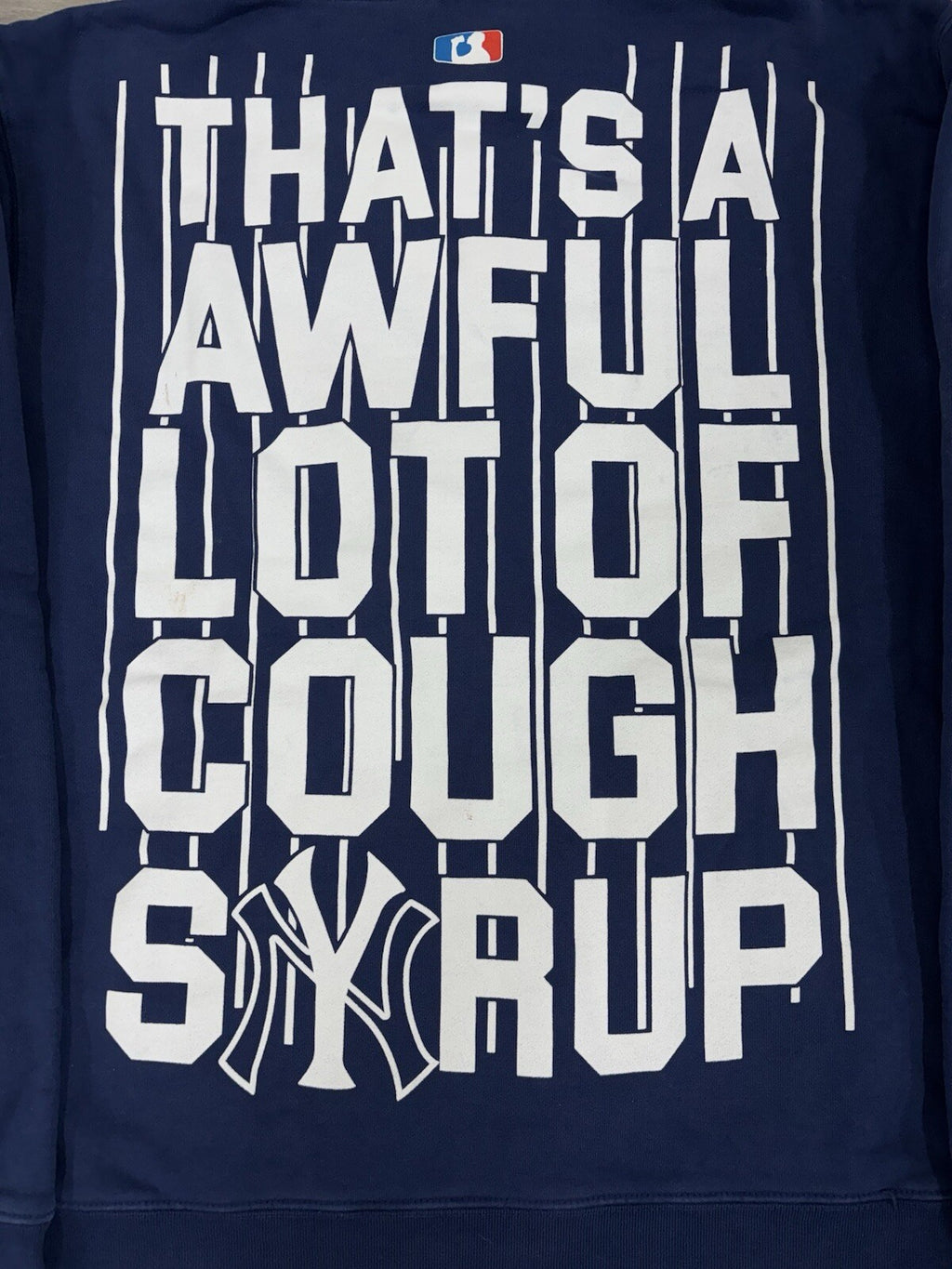 Size S - Thats A Awful Lot Of Cough Syrup Hoodie Yankees Edition ' Navy ' | NEW!