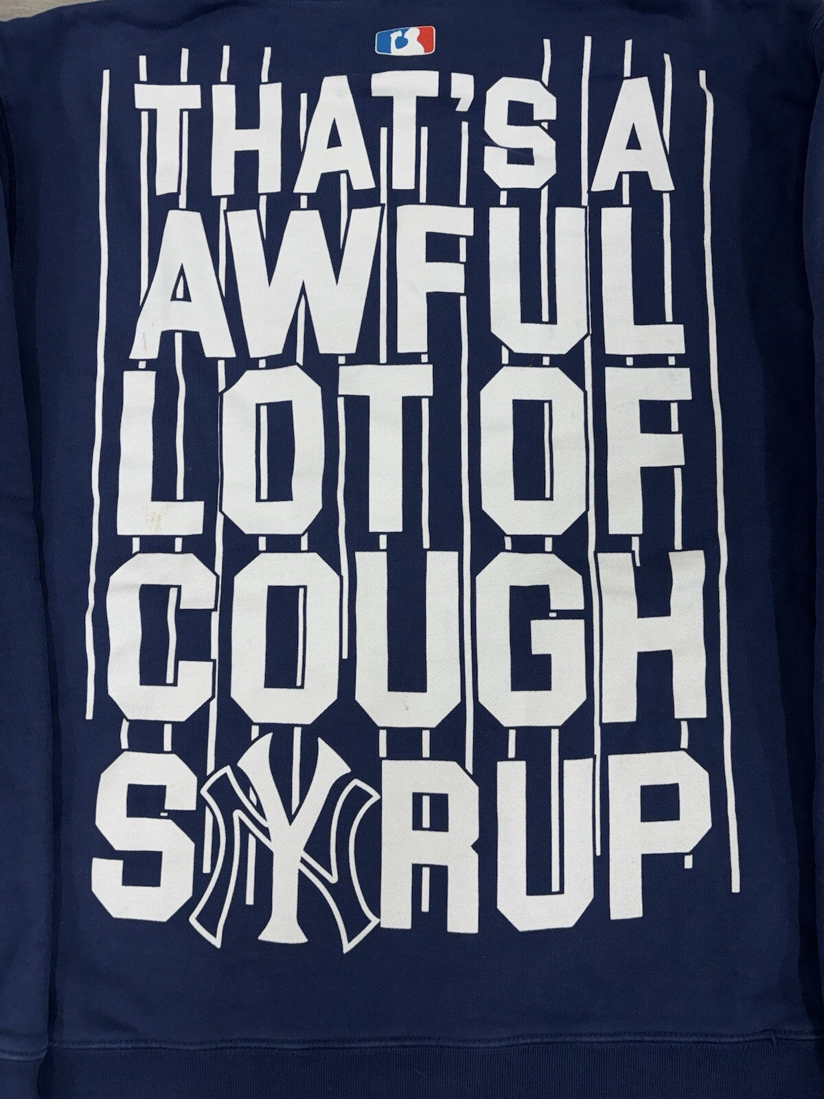 Size S - Thats A Awful Lot Of Cough Syrup Hoodie Yankees Edition ' Navy ' | NEW!