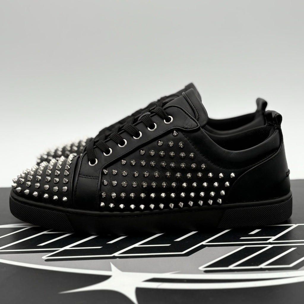Size 43 (10 US) Christian Louboutin Low Silver Spikes ' Black ' | SUPER CLEAN!