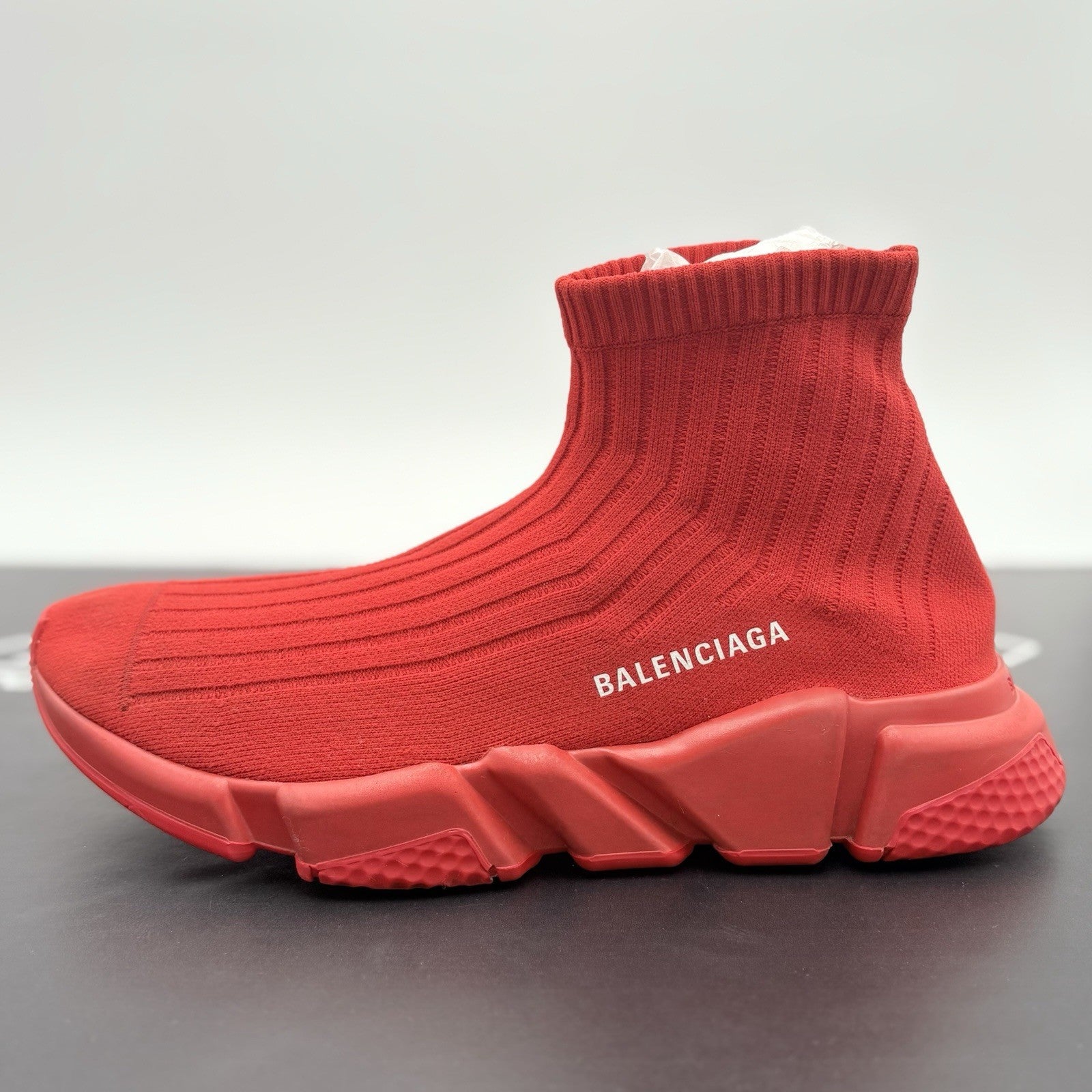 Size 41 (8 US) - Balenciaga Speed Trainer Rib Knit Rouge ' Red ' | GREAT COND!