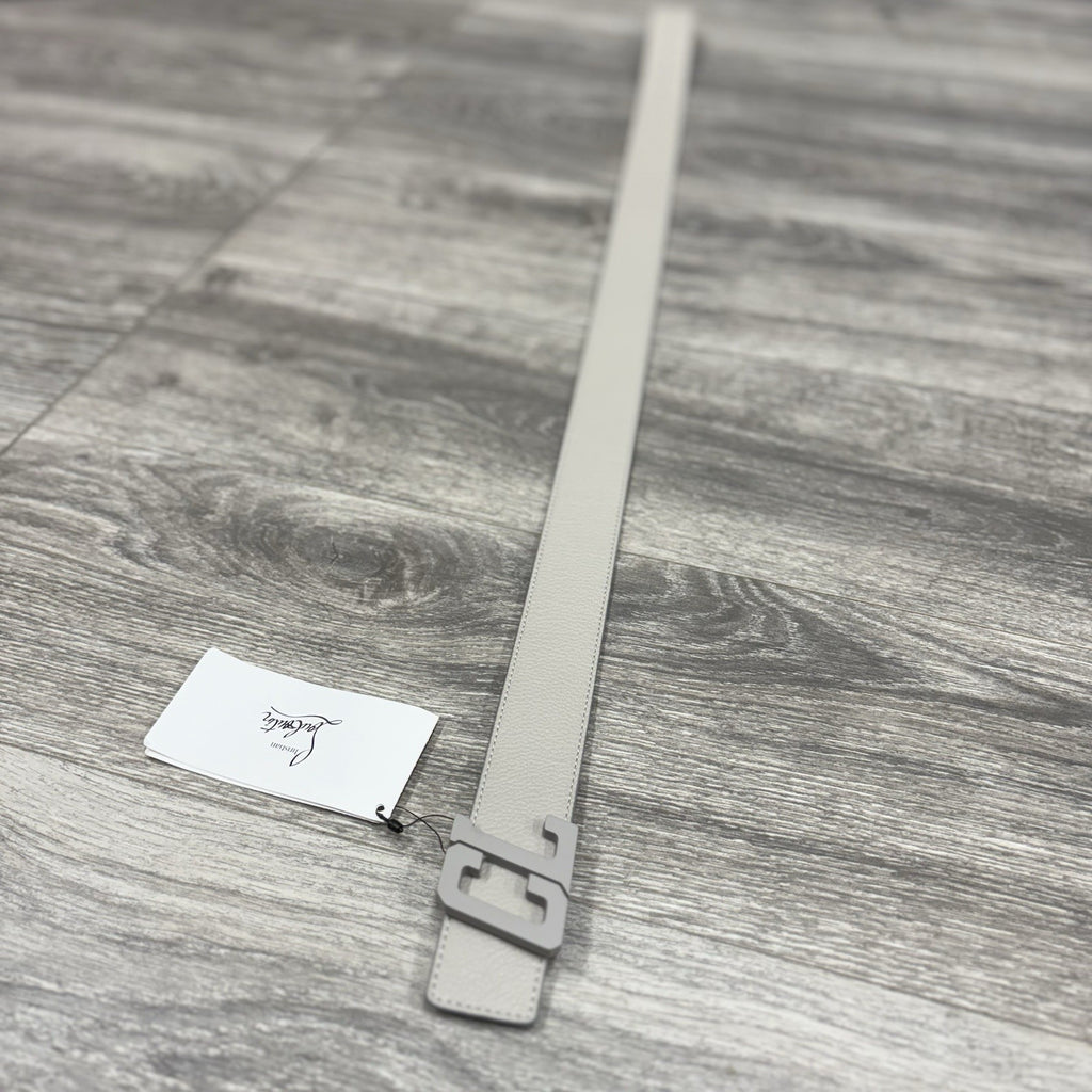 Size 85/34 - Christian Louboutin Happy Rui CL Logo Belt Grey Leather | NEW!