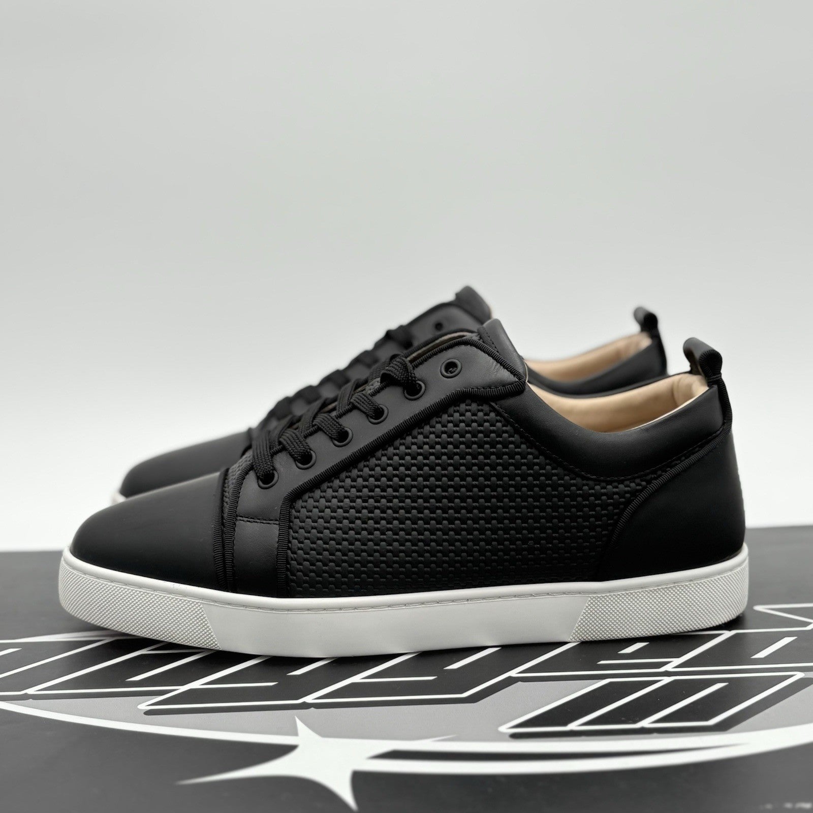 Size 45 (12 US) Christian Louboutin Low Leather Sneaker ' Black ' | SUPER CLEAN!