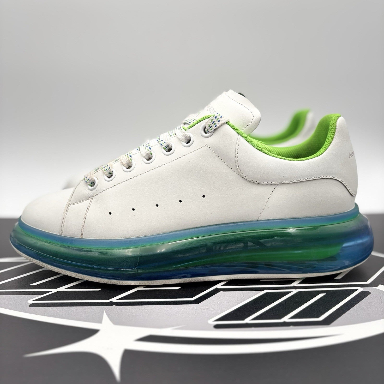 Size 45 (12 US) Alexander McQueen ' Transparent Sole White, Lime '