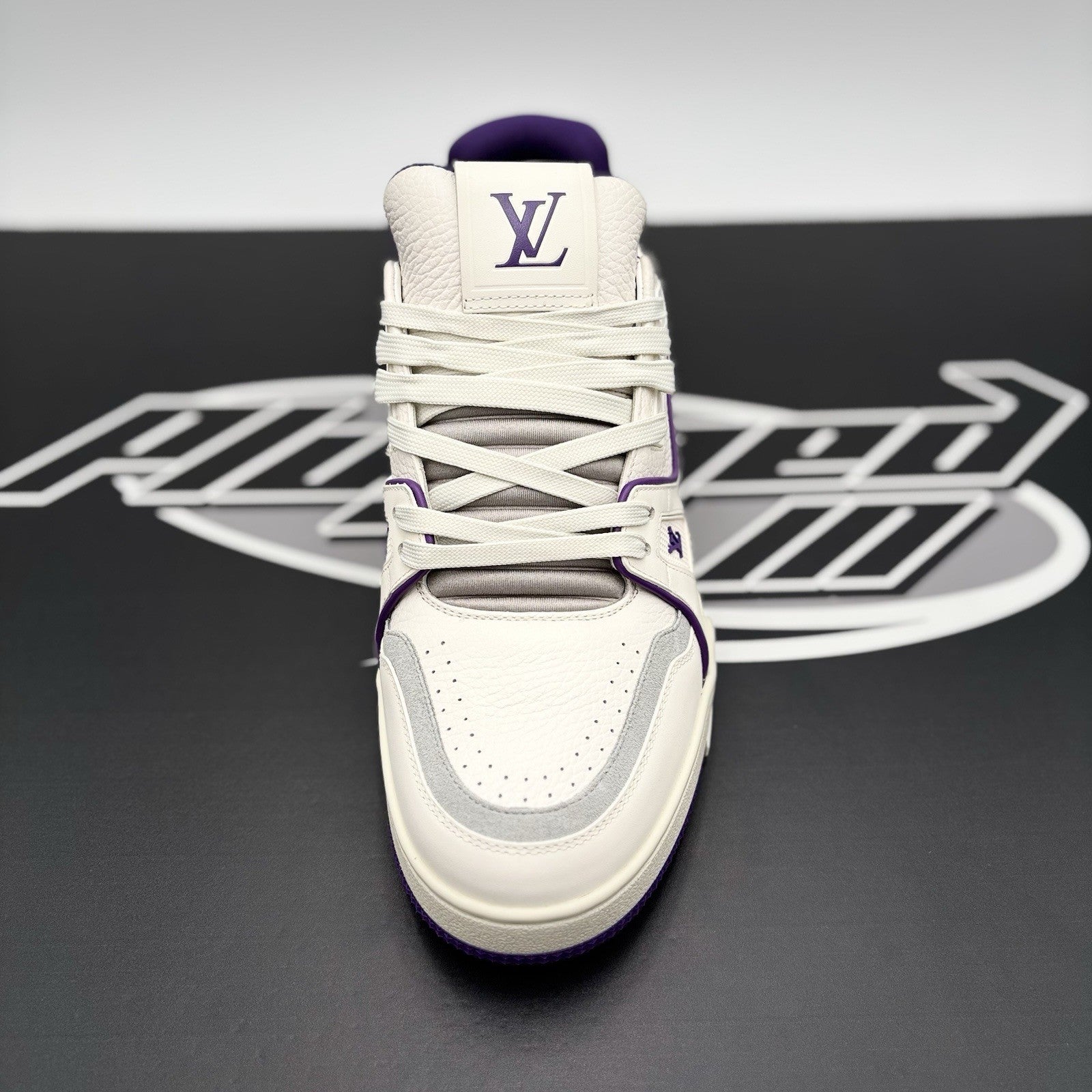 Size 7.5 LV (8.5-9 US) - Louis Vuitton Trainer ' White, Purple ' | WORN ONCE!