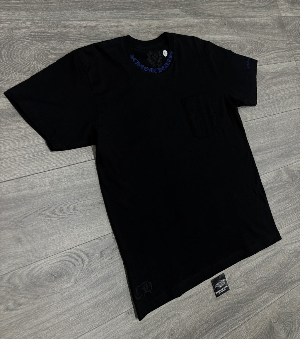 Size Large - Chrome Hearts Blue Neck Logo T-Shirt ' Black ' | BRAND NEW!