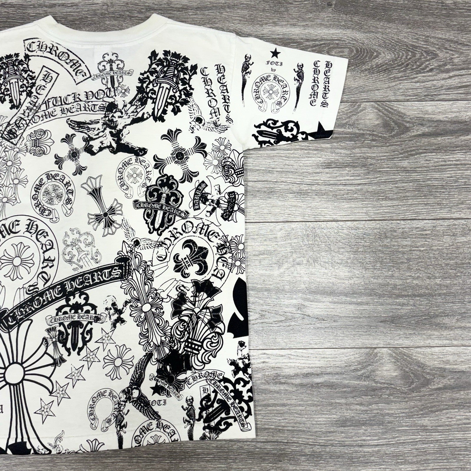 Size Small - Chrome Hearts All Over Logo Stencil T-Shirt ' White ' | RARE!