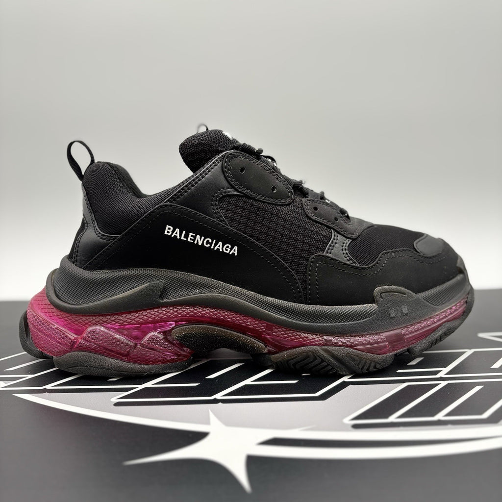 Size 44 - Balenciaga Triple S Clear Sole ' Black Neon Pink ' | GOOD CONDITION!