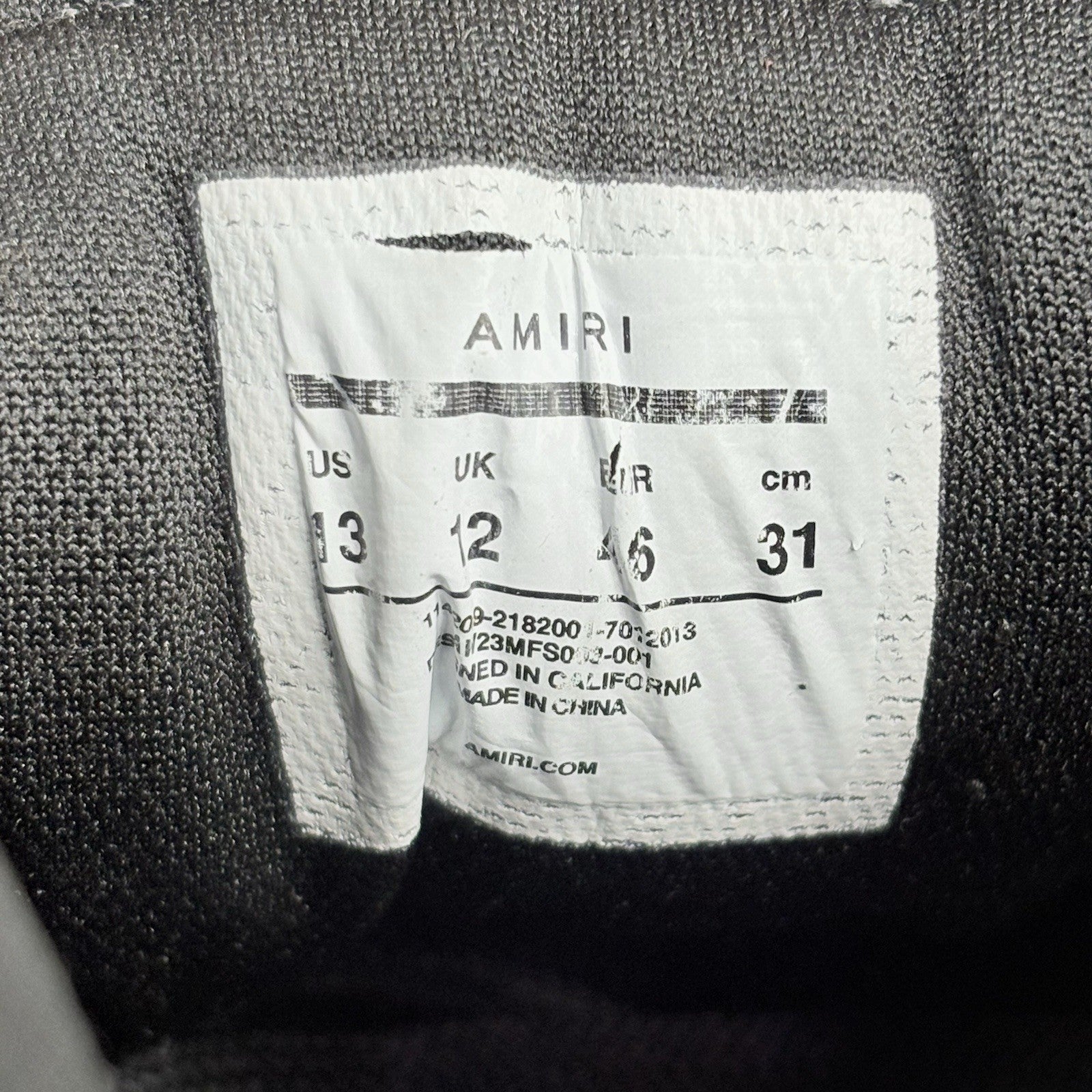 Size 46 (13 US) Amiri Skel Low Top Shimmer Sneaker ' Black '