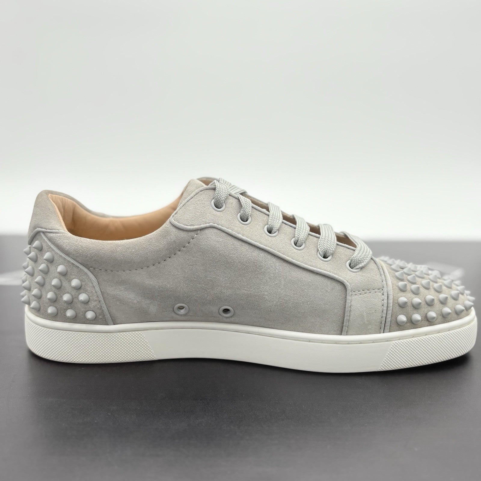 Size 45 (12 US) Christian Louboutin Suede Louis Spikes ' Grey ' | SUPER CLEAN!