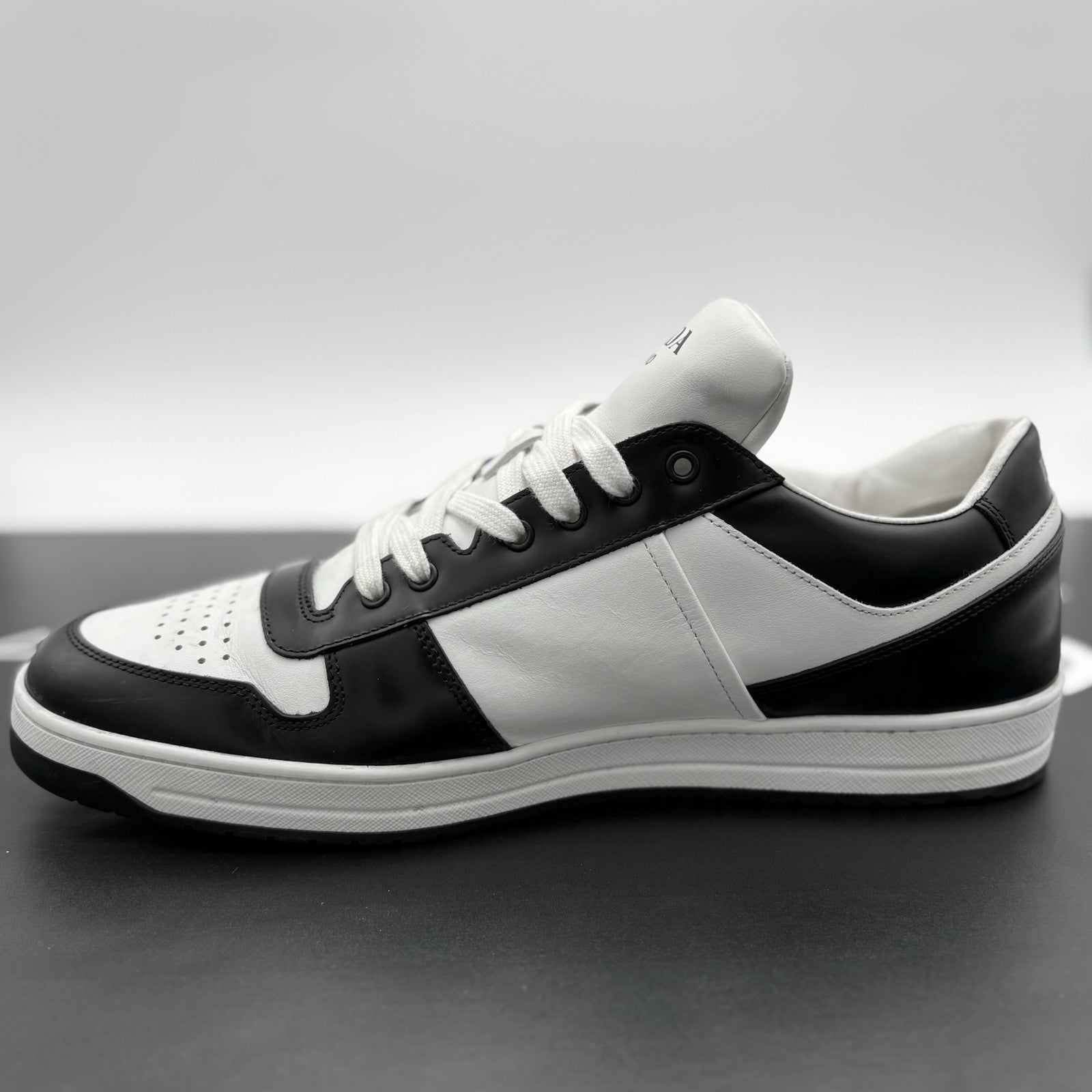 Size 11 UK (12 US) - Prada Downtown Low Leather ' Black White ' | SUPER CLEAN!
