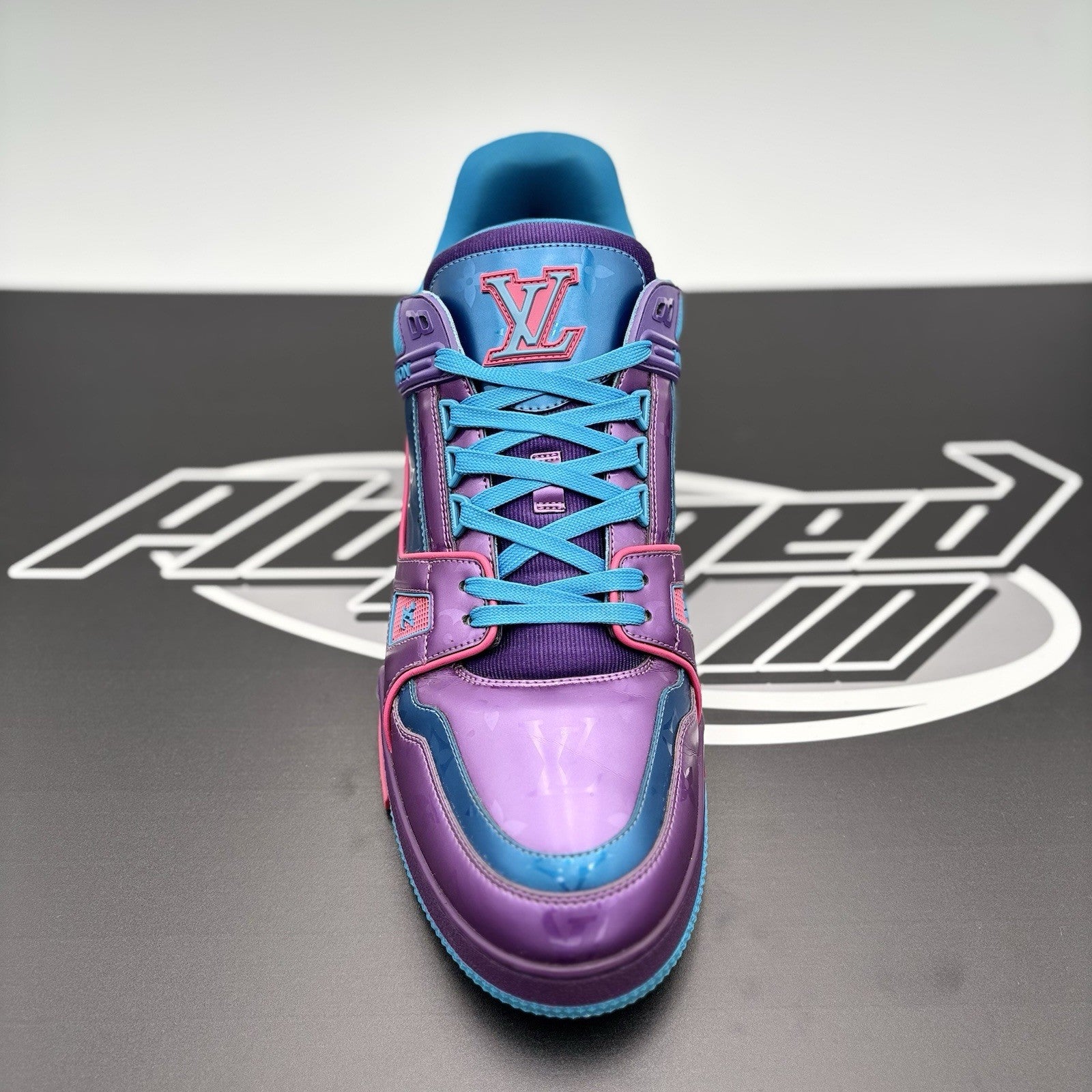 Size 11 LV (12-12.5 US) Louis Vuitton Trainer 'Purple Teal Metallic' GREAT COND!