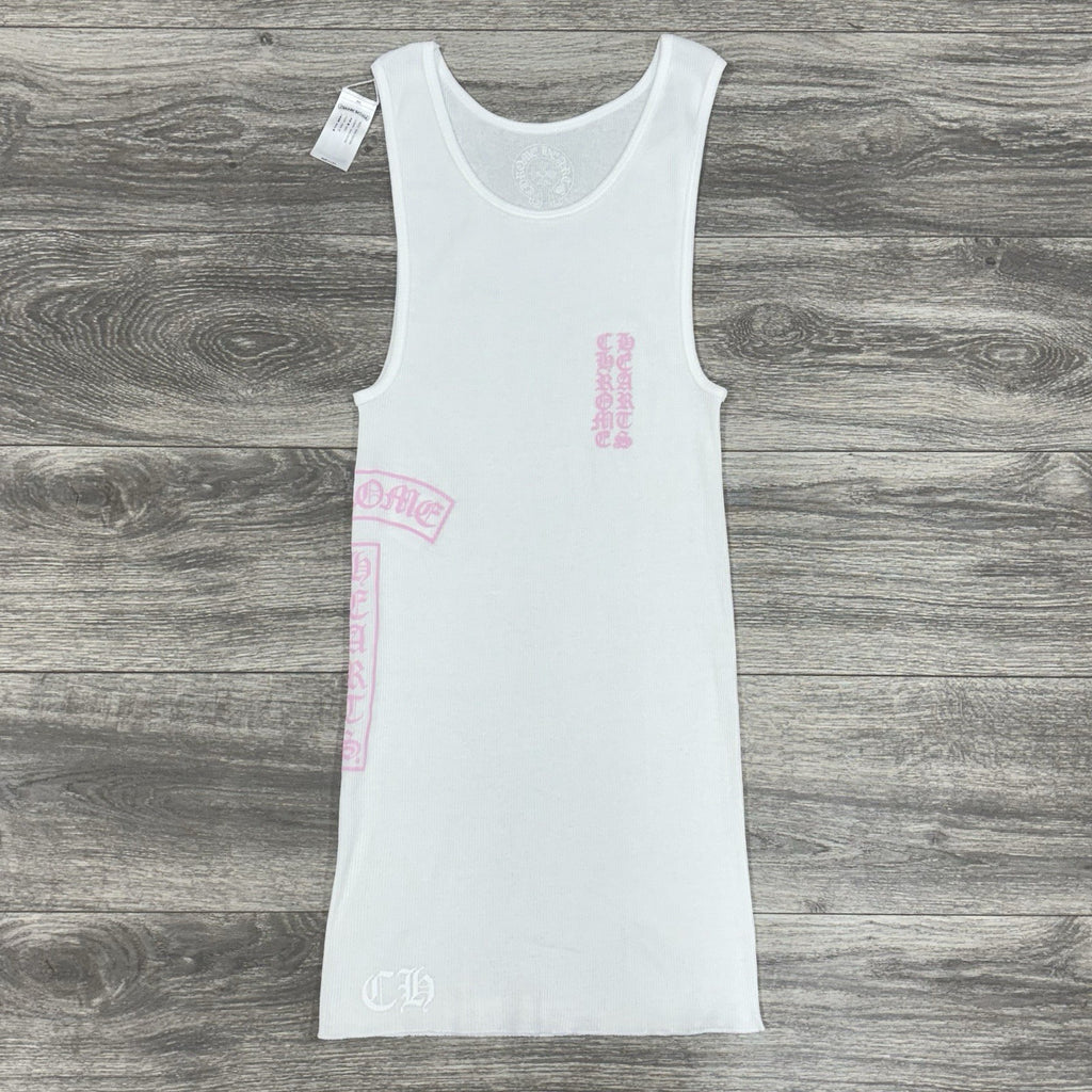 Size Large - Chrome Hearts T Bar Tank Top ' White Pink ' BRAND NEW!