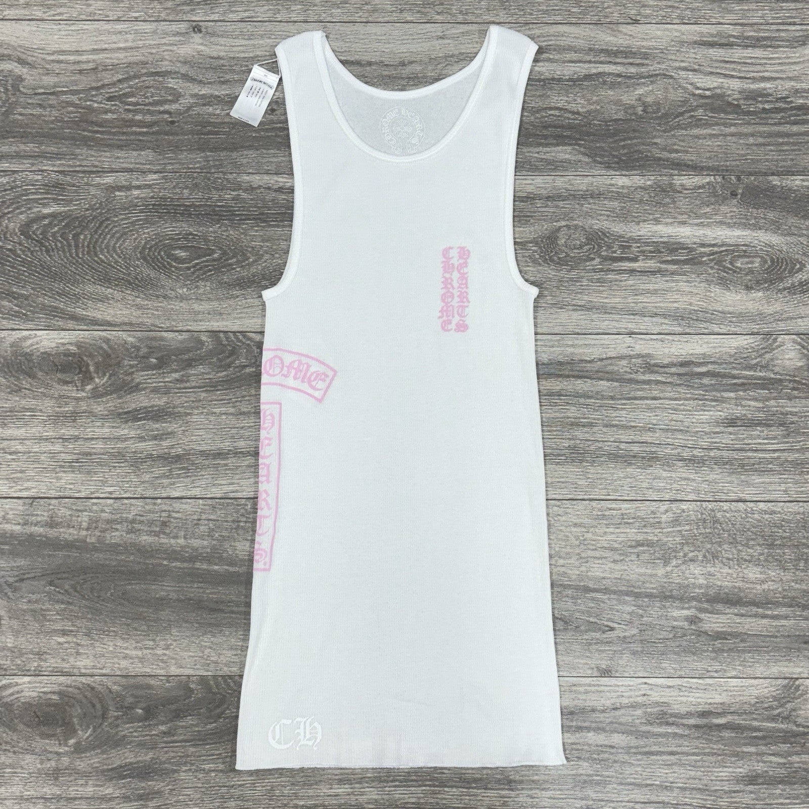 Size Large - Chrome Hearts T Bar Tank Top ' White Pink ' BRAND NEW!
