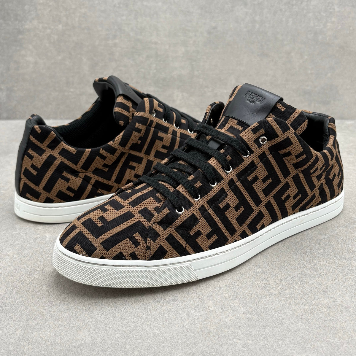 FF Motif Lace Up Low Top Sneaker Almond Black