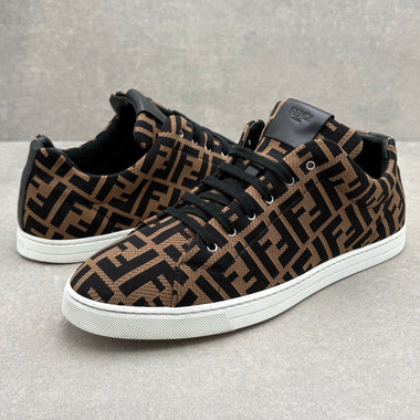 FF Motif Lace Up Low Top Sneaker Almond Black
