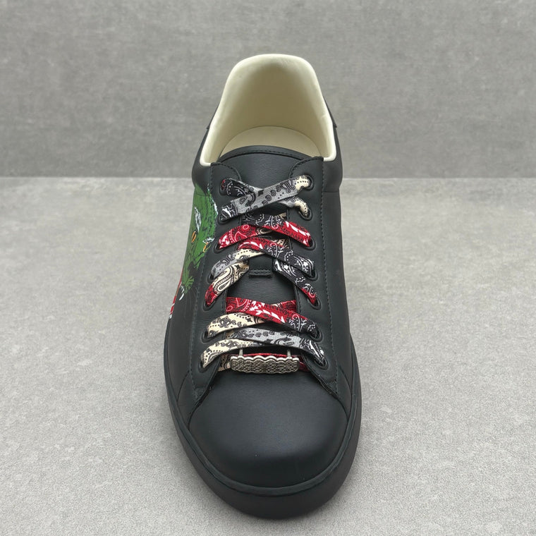Ace Black Leather Sneaker Green Panther — photo 5