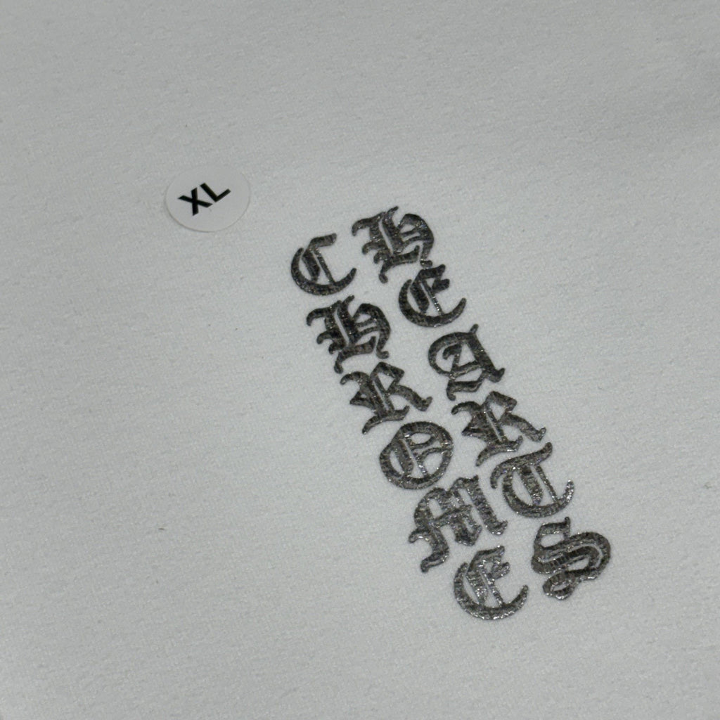BRAND NEW! - Chrome Hearts Vertical Logo Foil Hoodie ' White ' | Size X-Large