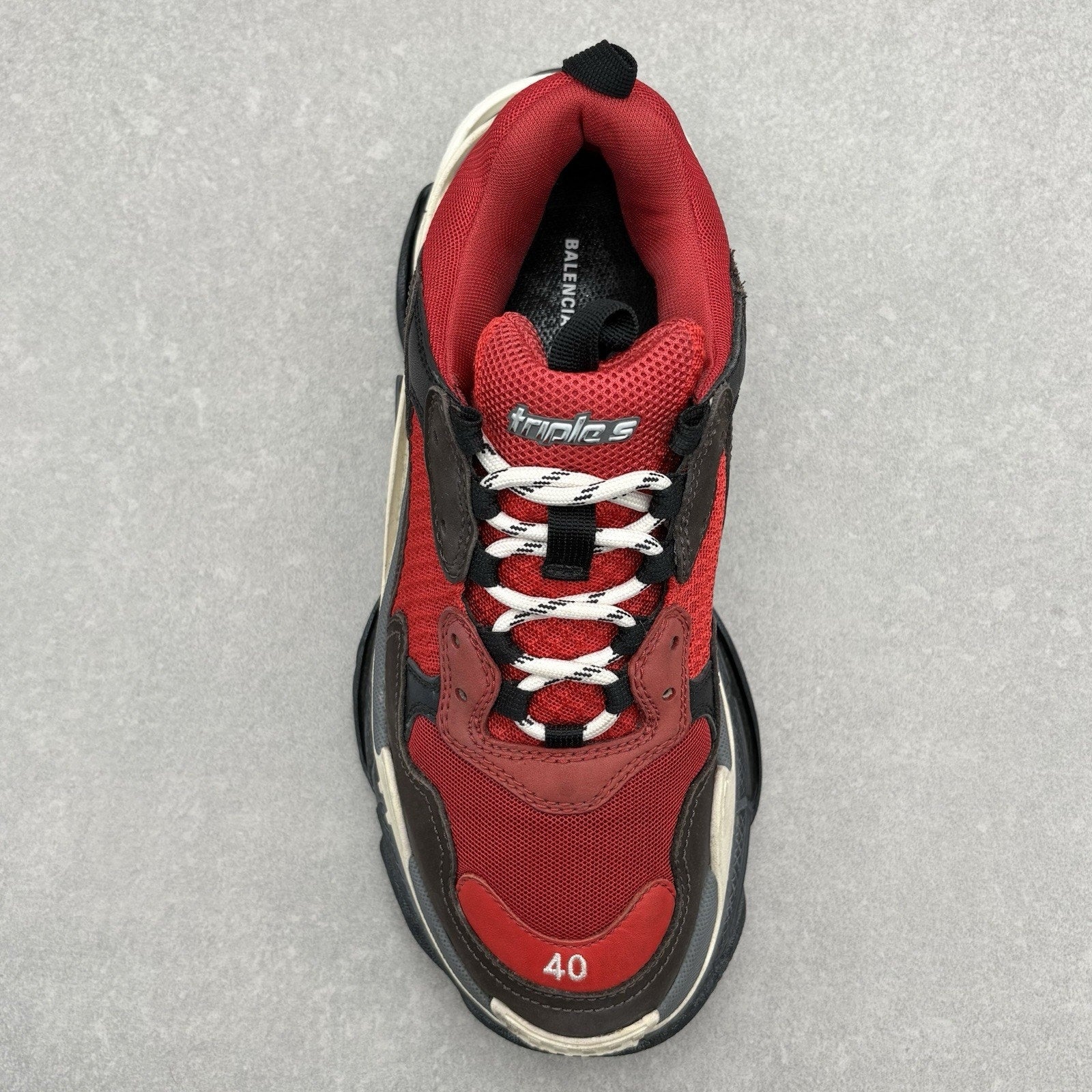 Balenciaga Triple S ' Red Black ' Pre-Distressed ' | Size 40 (7 US)