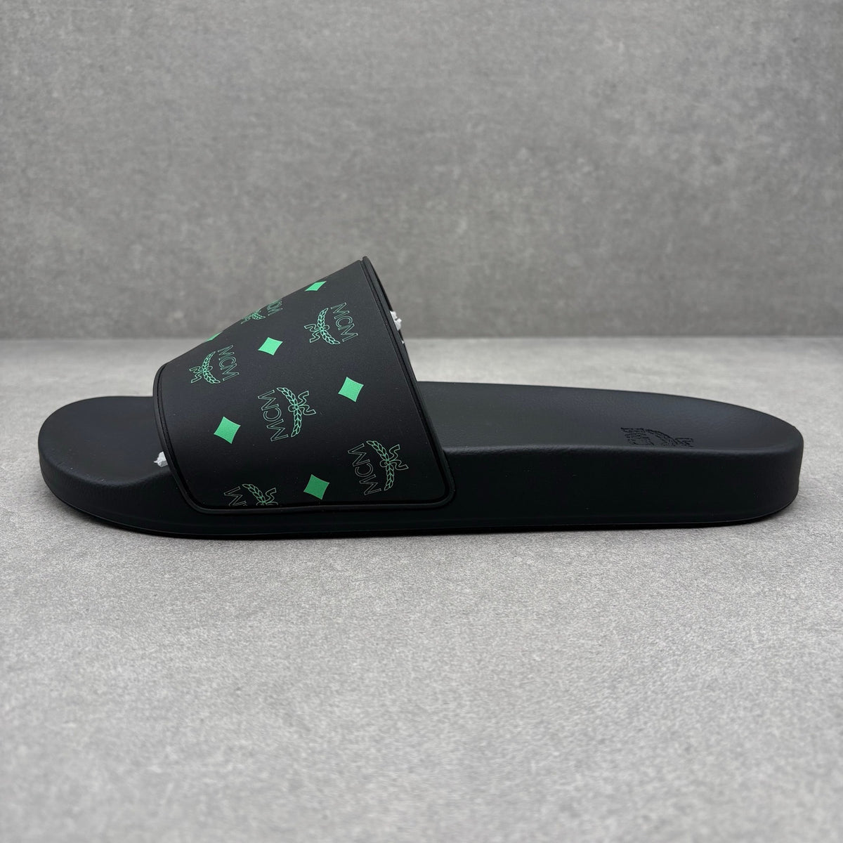 MCM Monogram Print Rubber Slides Black Splash Green — photo 10