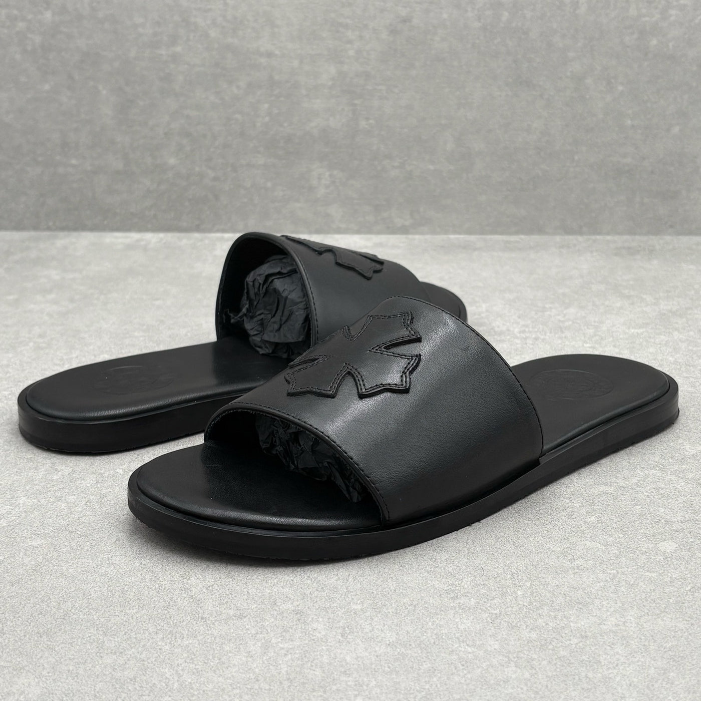 Leather Slides Black