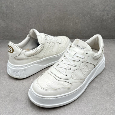 GG Embossed White Leather