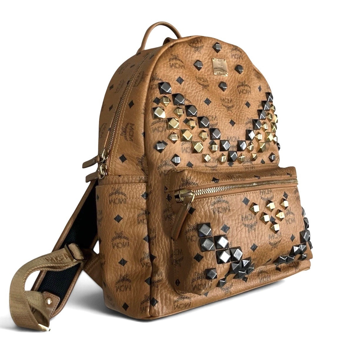 Stark M Studded Backpack Cognac