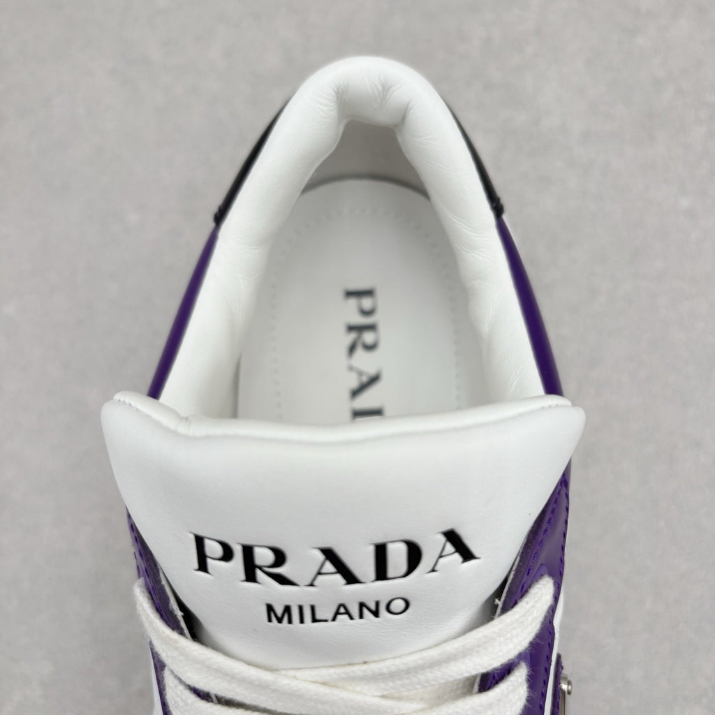 Prada Downtown Leather Sneakers ' White Purple ' | Size 10 UK (11 US)