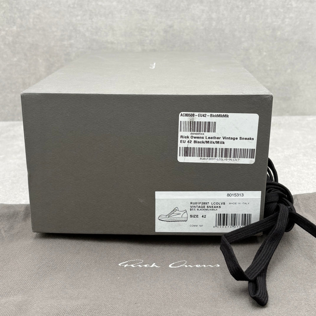 Rick Owens Lido Vintage Sneaker ' Black Milk ' | Size 42 (9 US)